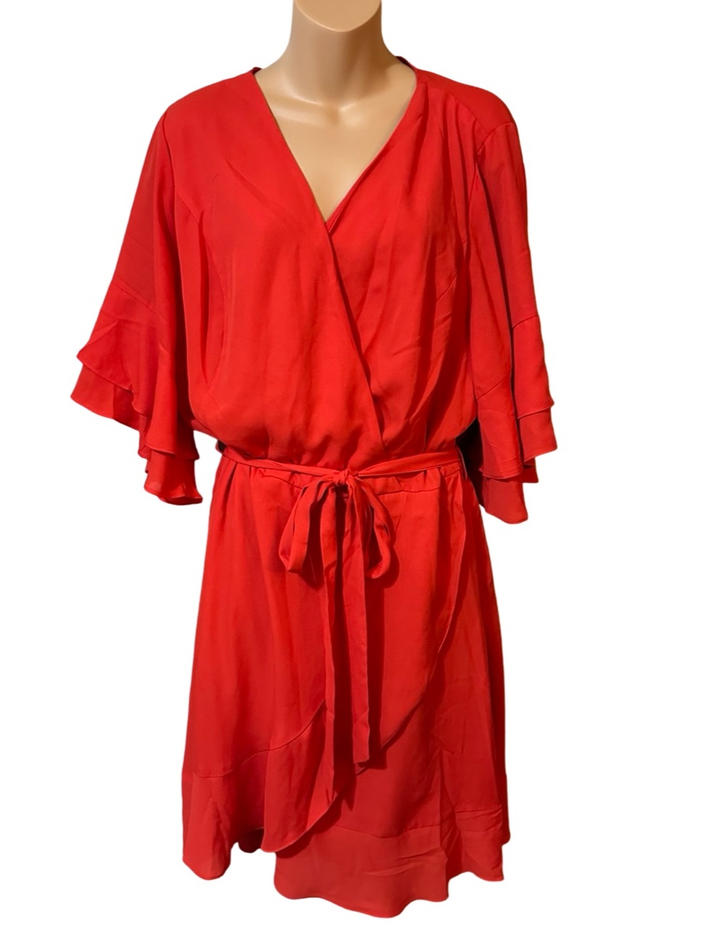 City Chic Isabella Dress L (20/22) NWT Red Tigerlily Ruffle Wrap Plus Size
